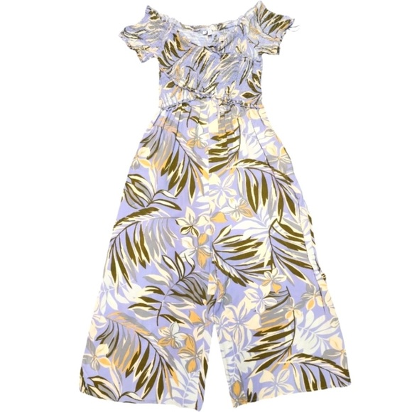 Anthropologie Patrons of Peace Floral Off Shoulder Lilac Jumpsuit Sz Sm NWOT - Picture 1 of 9